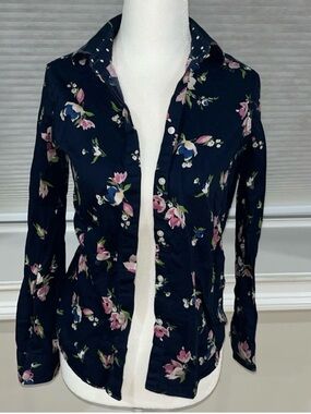 Chaps Navy Blue Floral Button-Down Shirt